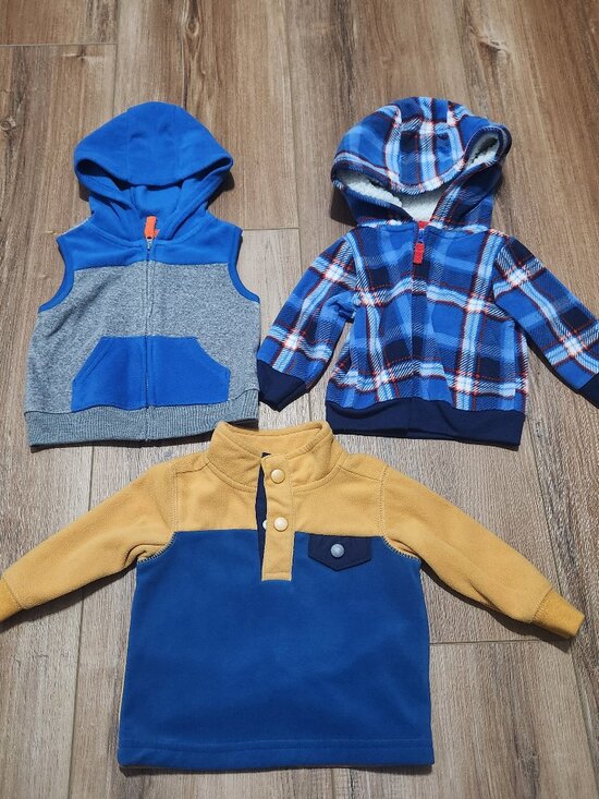 Carter's Baby Boy Jackets 6M - Hooded, Fleece, Button, Sleeves, Sleeveless - Picture 1 of 15